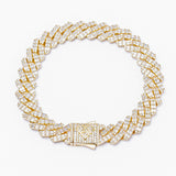 Big Daddy 12MM Gold Baguette Diamond Cuban Bracelet