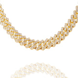 Big Daddy 12MM Gold & Baguette Diamond Prong Cuban Chain