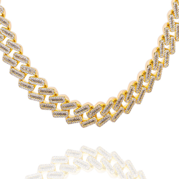 Big Daddy 12MM Baguette Iced Out Rhombus Cuban Gold Chain