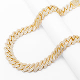 Big Daddy 19MM Straight Edge Cuban Diamond Gold Chain