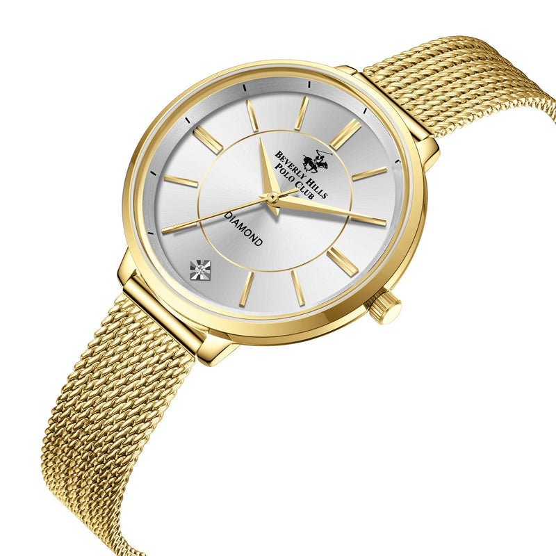 BEVERLY HILLS POLO CLUB Women’s Gold Mesh Strap Watch – BP3312X.130