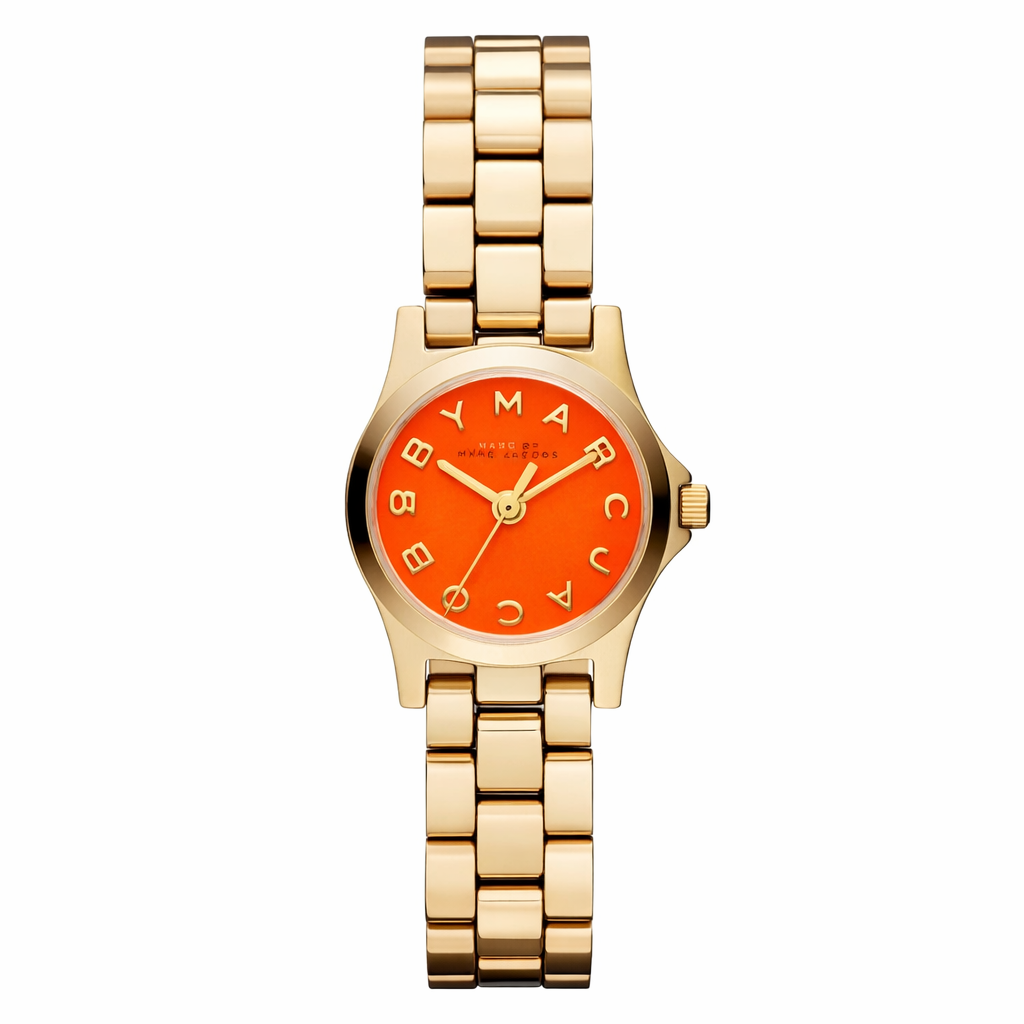 Marc By Marc Jacobs Henry Dinky Orange Dial Gold Tone Watch MBM3202