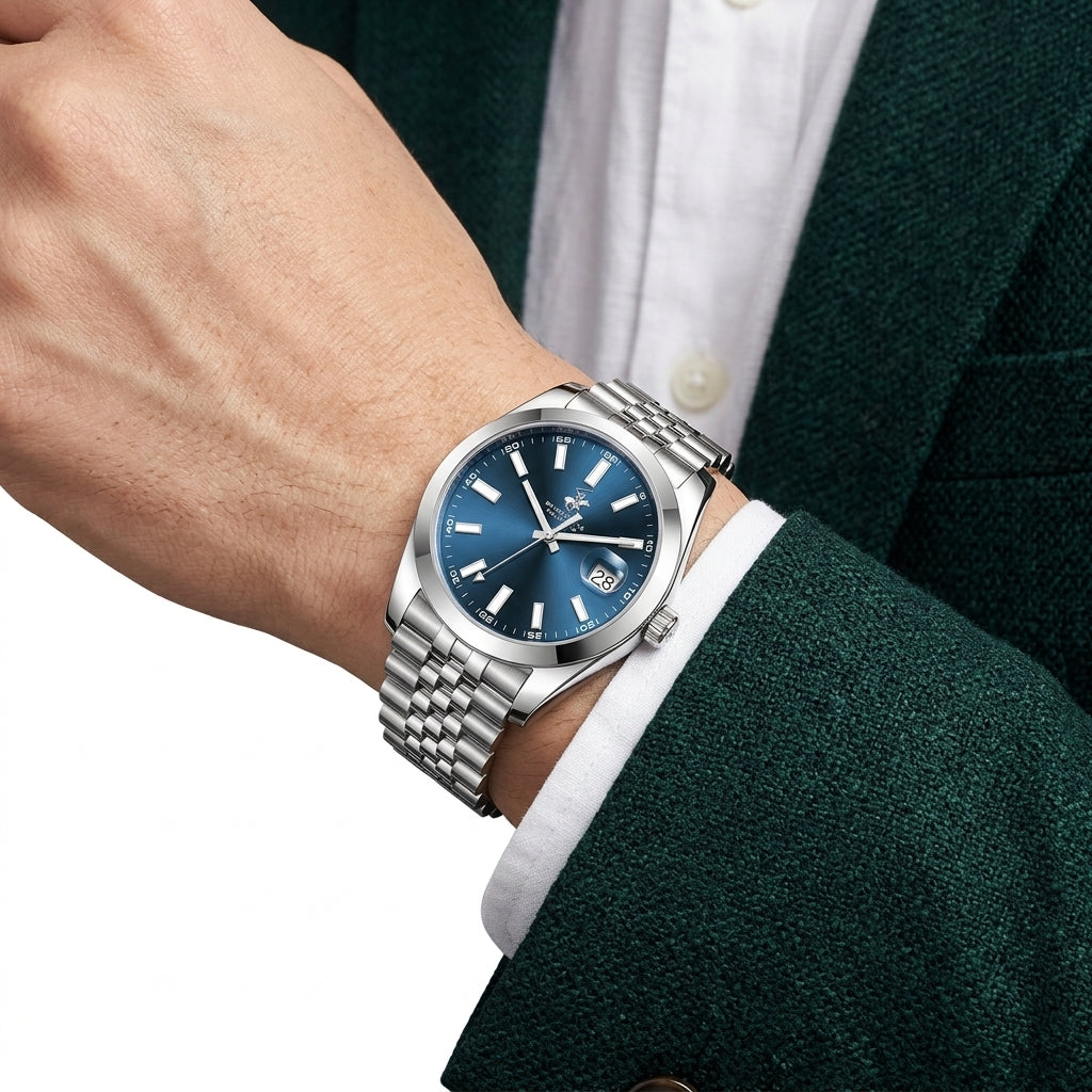 Beverly Hills Polo Club Silver Stainless Steel Date Watch - BP3810X.390