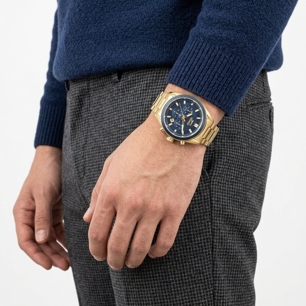 Slazenger Big Daddy Chronograph Blue Dial Gold Watch - SL.09.2600.2.190