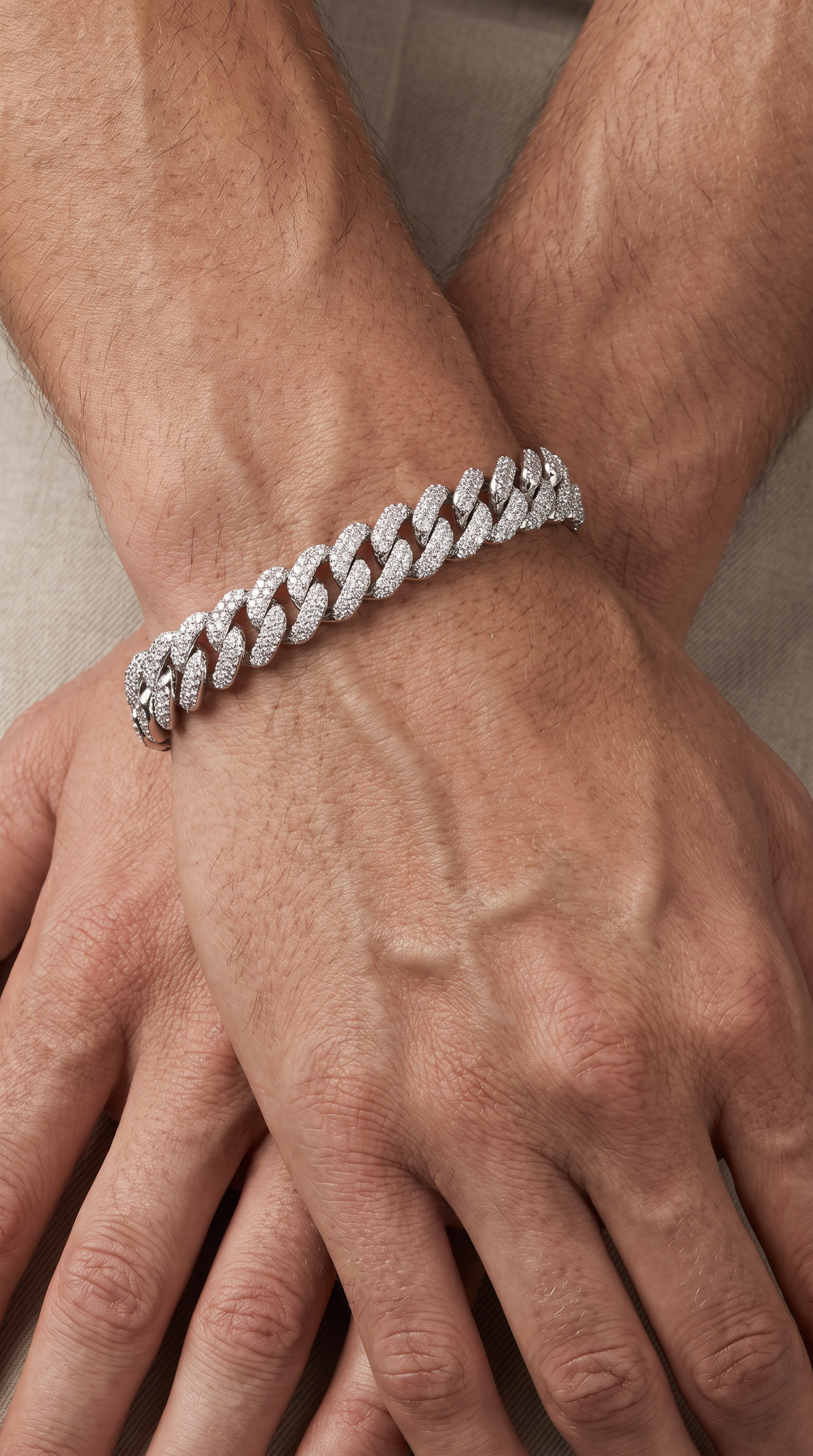 Big Daddy 9MM Diamond Curb Silver Iced Out Bracelet