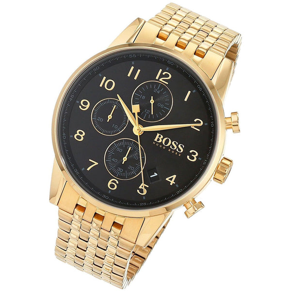 Hugo Boss Stunning Gold Navigator Black Chronograph S/Steel Men's Watch#1513531 - Big Daddy Jewelry #2