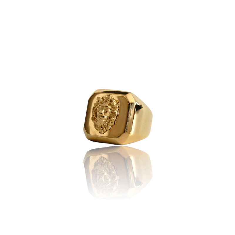 Big Daddy Lion Signet Square Gold Ring