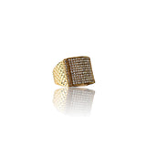 Big Daddy Iced Pave Square Gold Ring