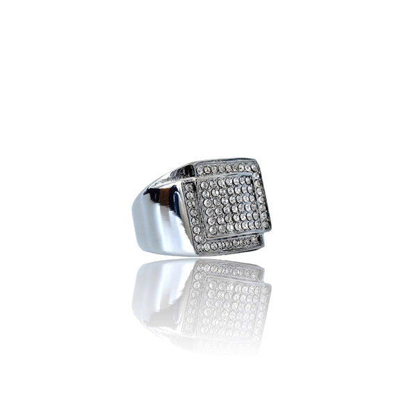 Big Daddy Iced Out Square Bling Silver Ring