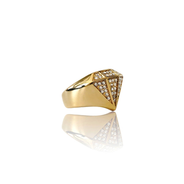 Big Daddy Bling Diamond Shape Gold Ring