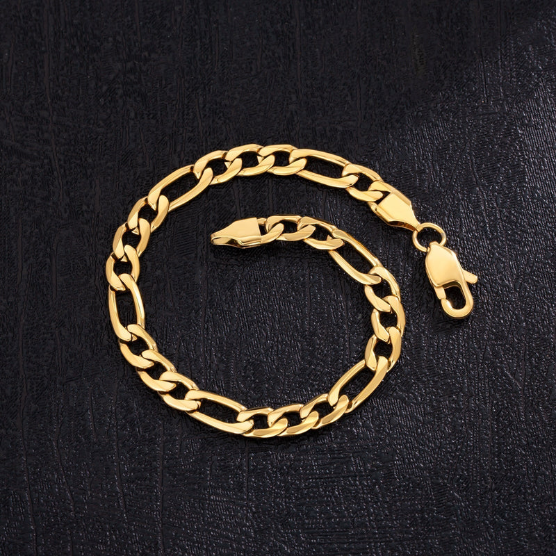 Big Daddy 6mm Steel Figaro Gold Bracelet