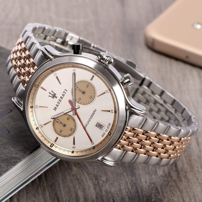 Maserati Legend 42 mm Chronograph Ivory Dial Men's Watch R8873638002 - Big Daddy Jewelry #5