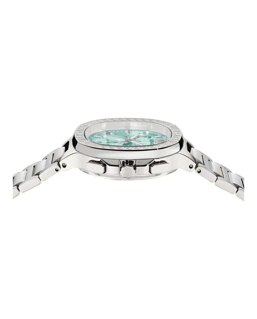 Versace V-Chrono Square Chronograph Quartz Turquoise Dial Watch VEVCA0324