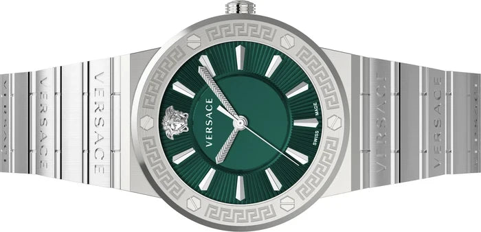 Versace Greca Silver Green Dial Women's Watch VEVH00920