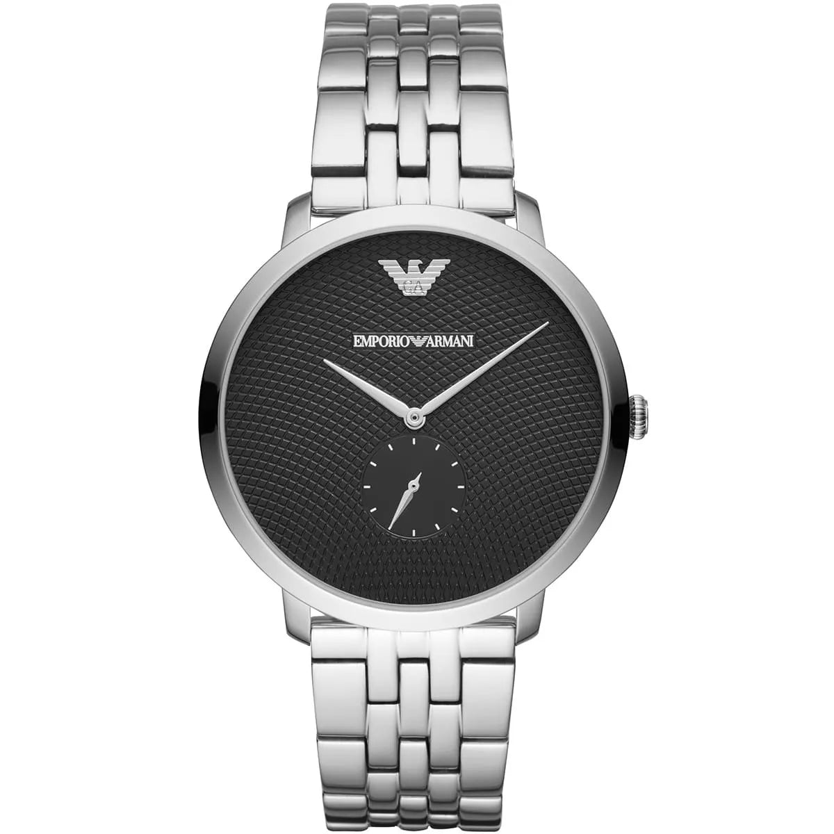 Emporio Armani Modern Slim Textured Black Dial Silver Men's Watch - AR11161