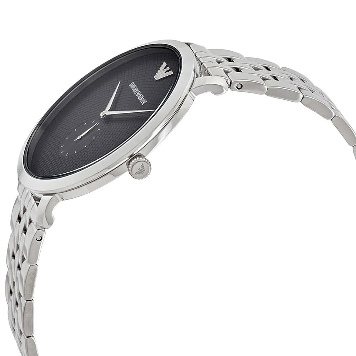 Emporio Armani Modern Slim Textured Black Dial Silver Men's Watch - AR11161