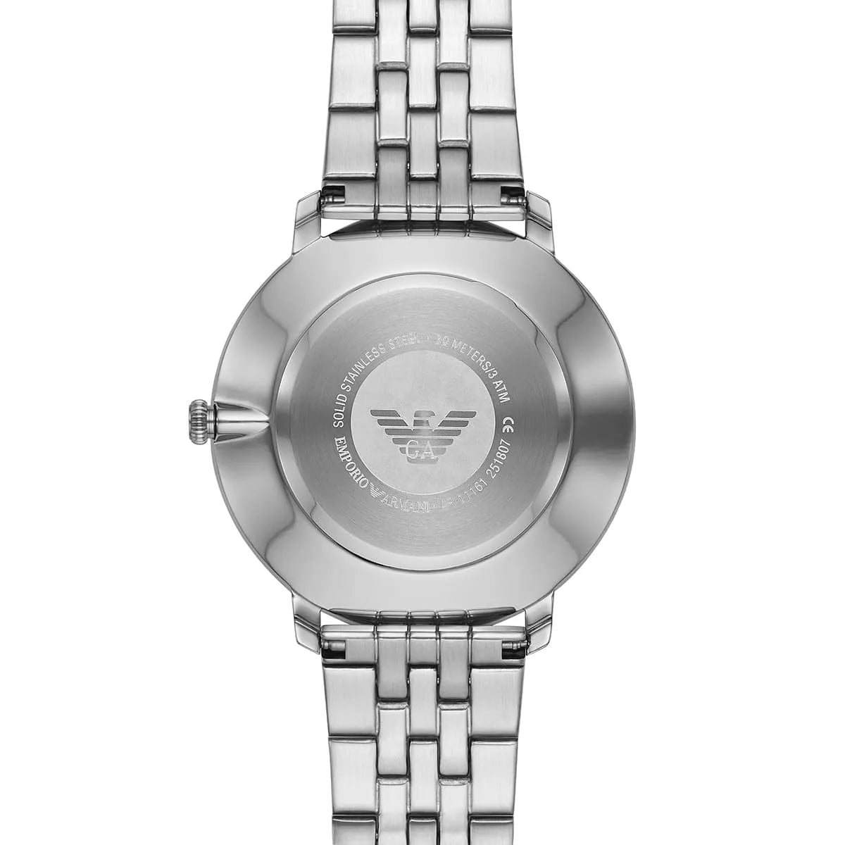 Emporio Armani Modern Slim Textured Black Dial Silver Men's Watch - AR11161