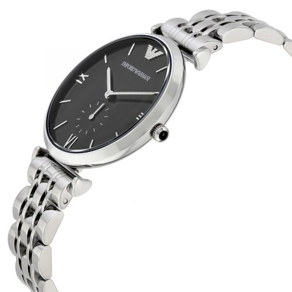 Emporio Armani Retro Black Dial Silver Men's Watch AR1676 - Big Daddy Jewelry #2