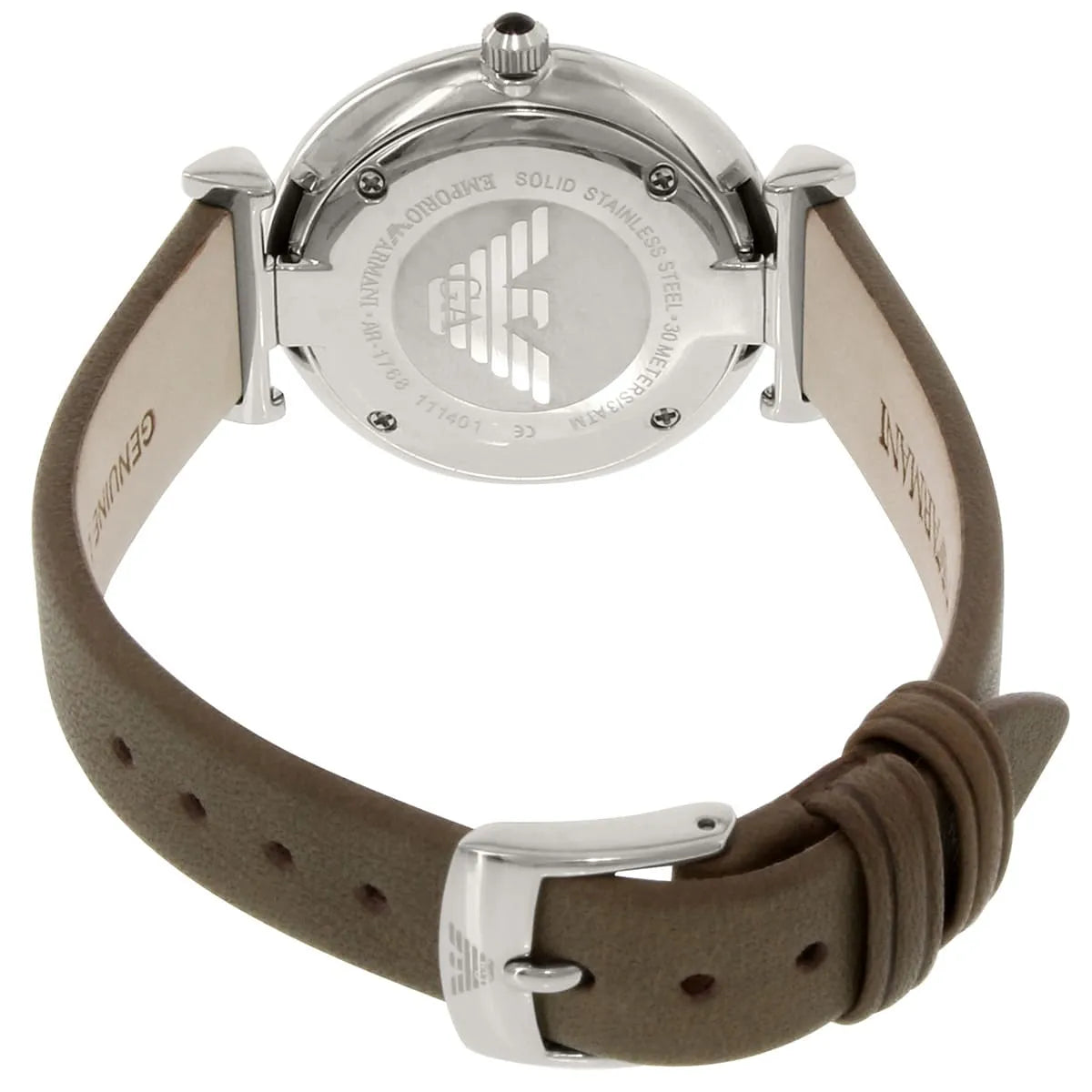 Beige genuine leather strap of Emporio Armani Gianni T-Bar with T-bar lugs