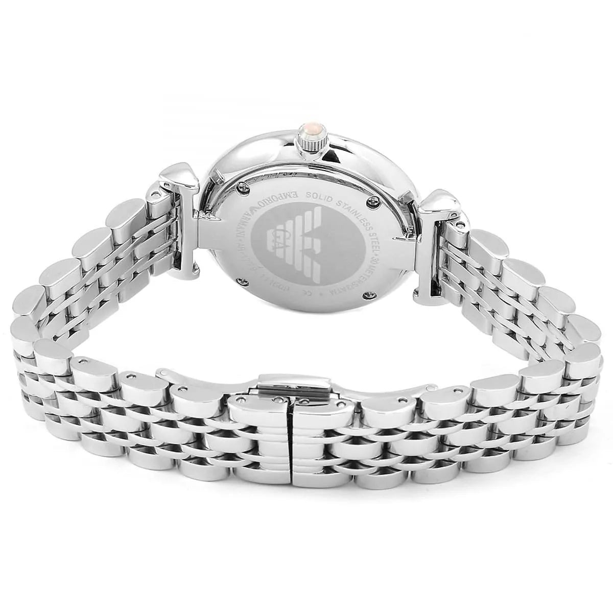 Emporio Armani Gianni T-Bar Pink Dial Silver Women's Watch - AR1779