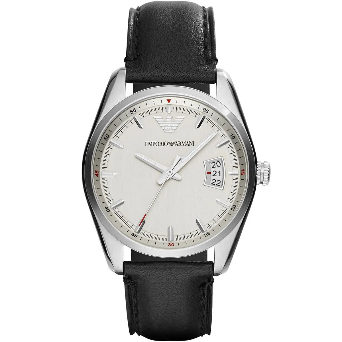 Emporio Armani Sportivo Date Window Black Genuine Leather Men's Watch - AR6015