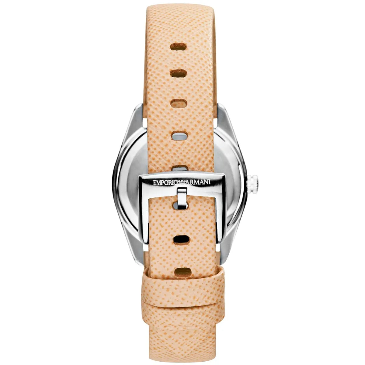 Emporio Armani Tazio Small Beige Saffiano Genuine Leather Women's Watch - AR6032