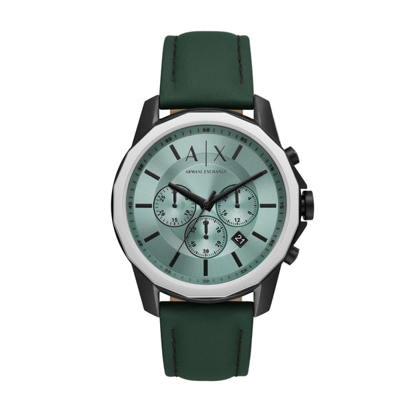 Armani Exchange Banks Chronograph Green Leather Strap Men's Watch  AX1725 - Big Daddy Jewelry