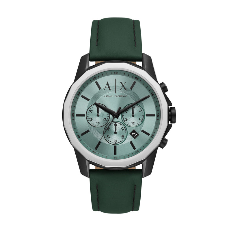 Armani Exchange Banks Chronograph Green Leather Strap Men's Watch  AX1725 - Big Daddy Jewelry