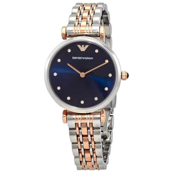 Emporio Armani Quartz Crystal Blue Dial Ladies Watch #AR11092 - Big Daddy Jewelry