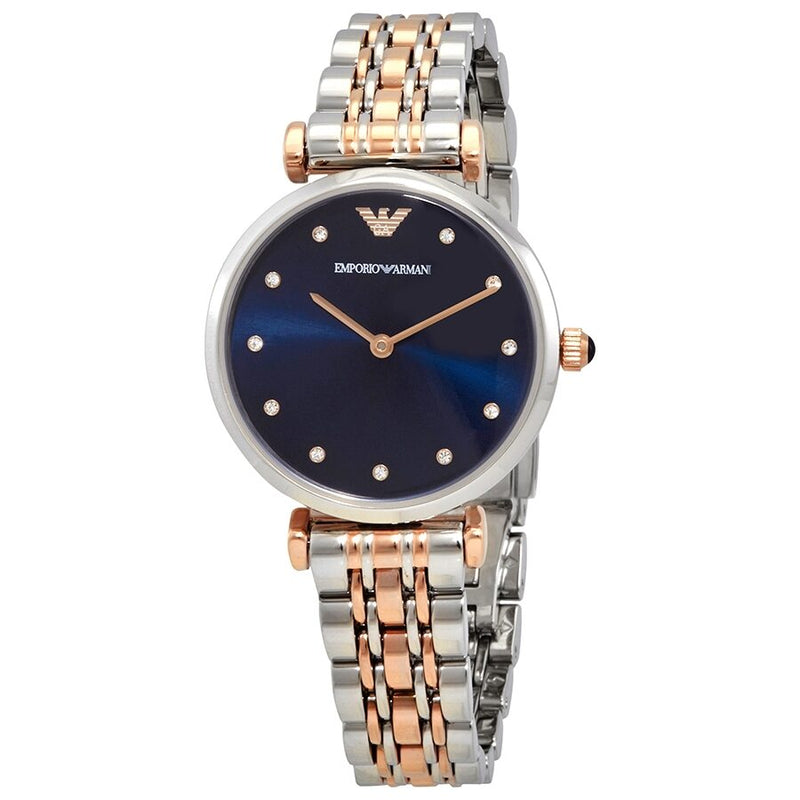 Emporio Armani Quartz Crystal Blue Dial Ladies Watch #AR11092 - Big Daddy Jewelry