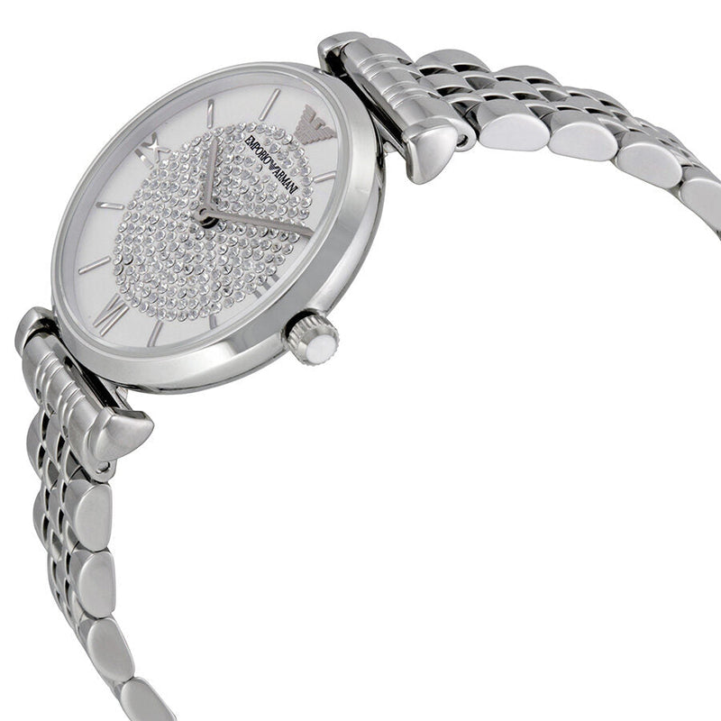 Armani White Crystal Pave Dial Stainless Steel Ladies Watch #AR1925 - Big Daddy Jewelry #2