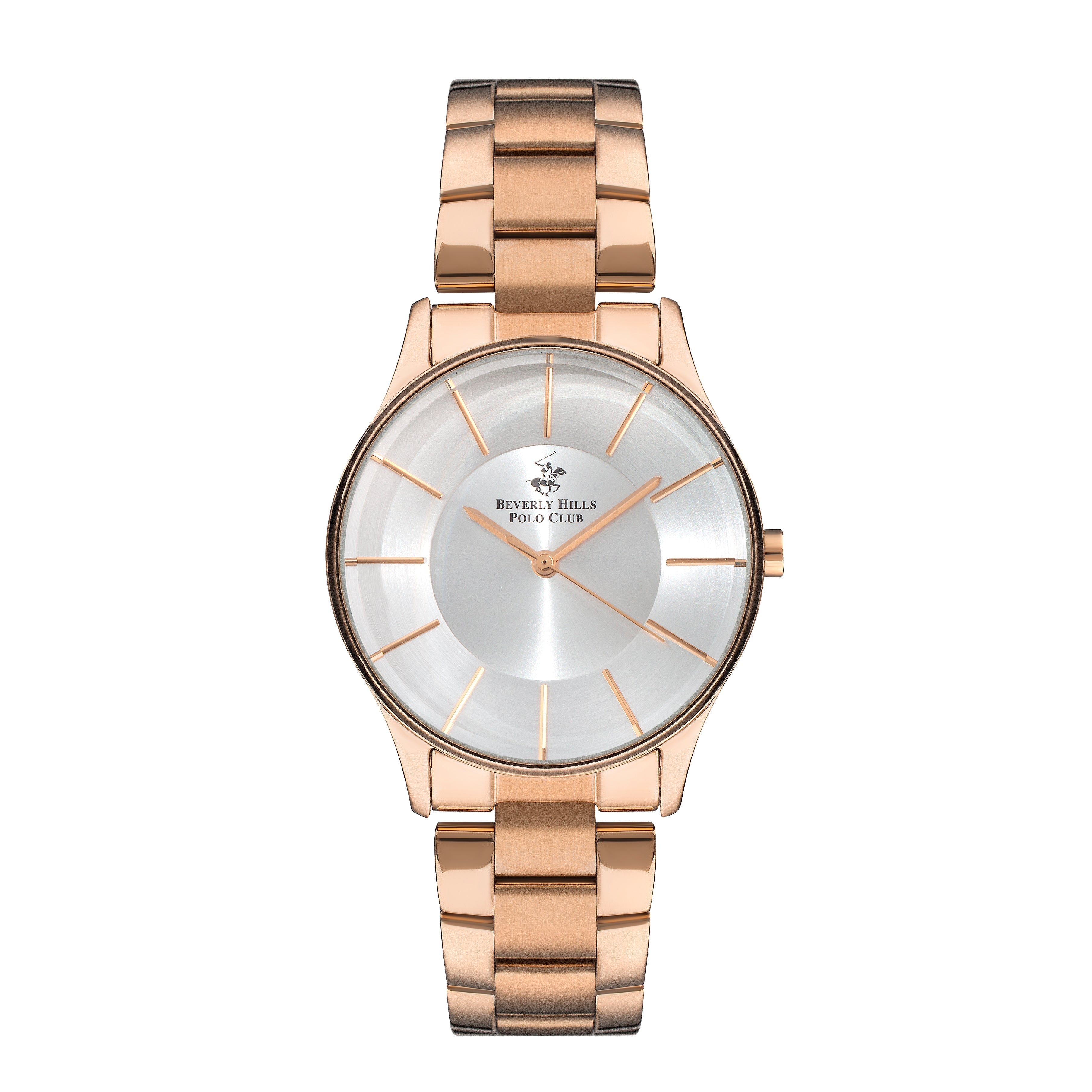 Beverly Hills Polo Club Rose Gold Silver Sunray Dial Watch – BP3286X.430