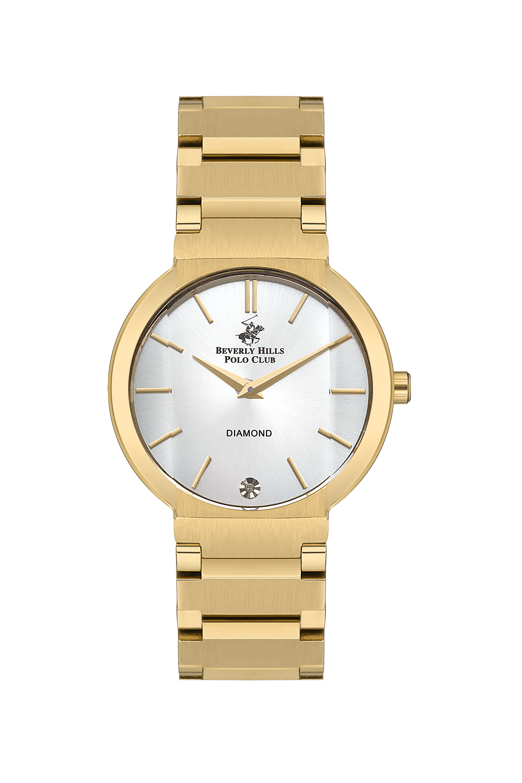 Beverly Hills Polo Club all gold watch with white dial and diamond accent