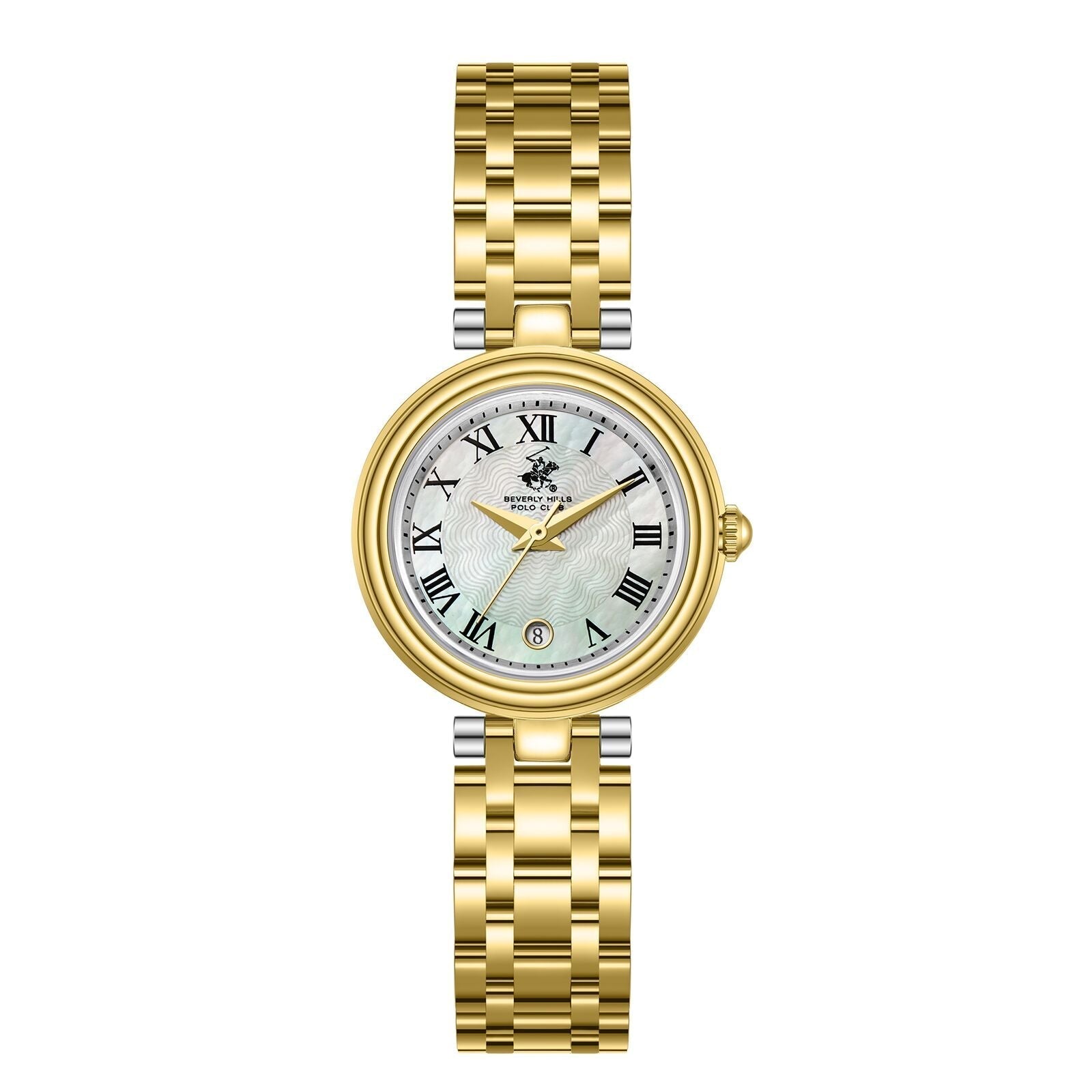 Beverly Hills Polo Club Mother Pearl All Gold Date Watch - BP3838X.120