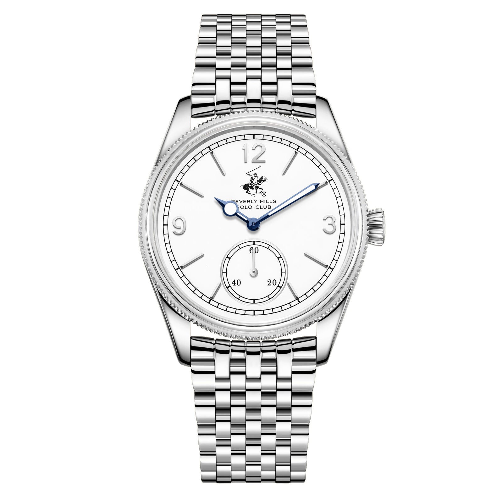 Beverly Hills Polo Club BP3890X.330 watch with silver steel bracelet and white dial with subdial