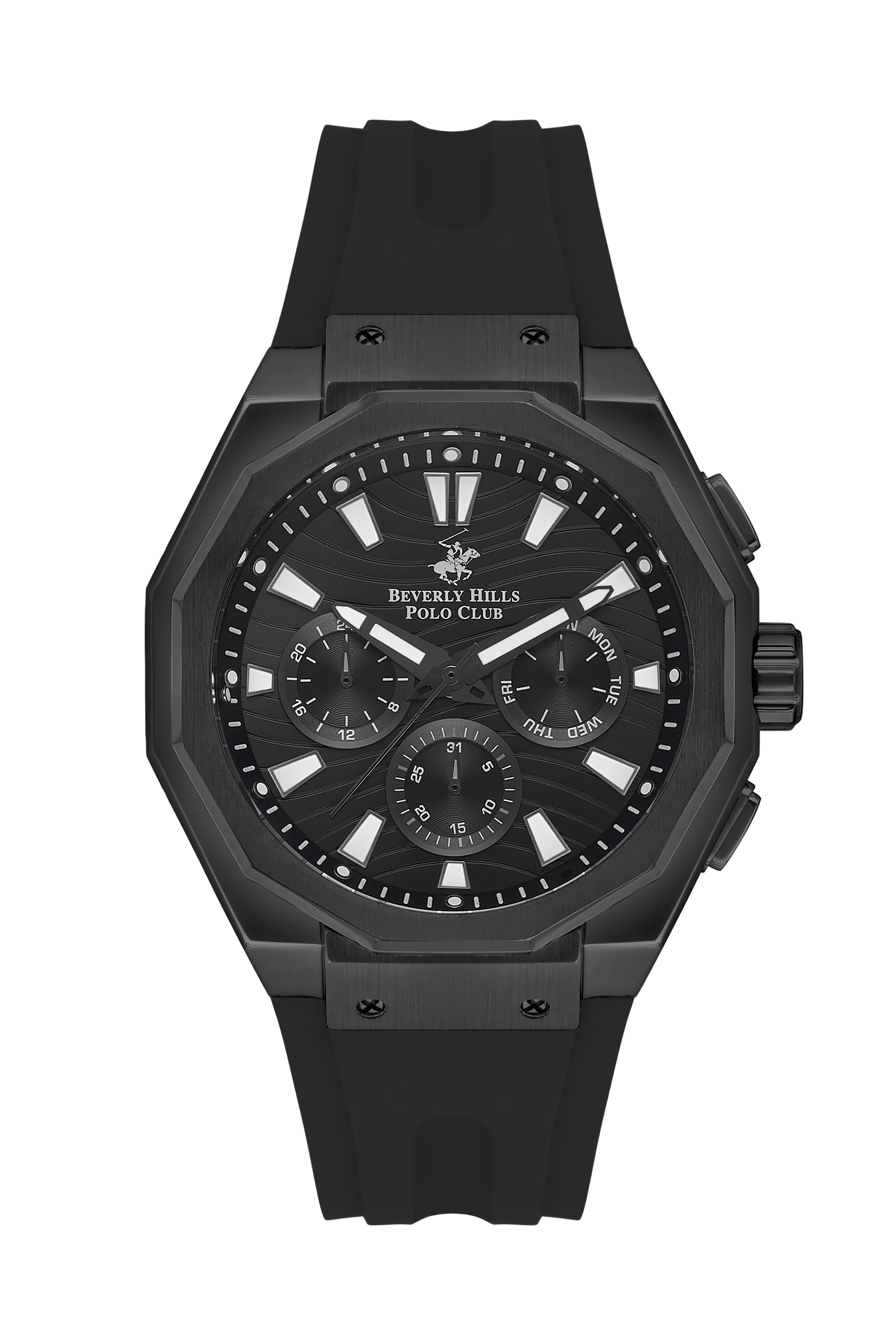 BEVERLY HILLS POLO CLUB Men’s Black Chronograph Silicone Watch – BP3557X.651 - Watch