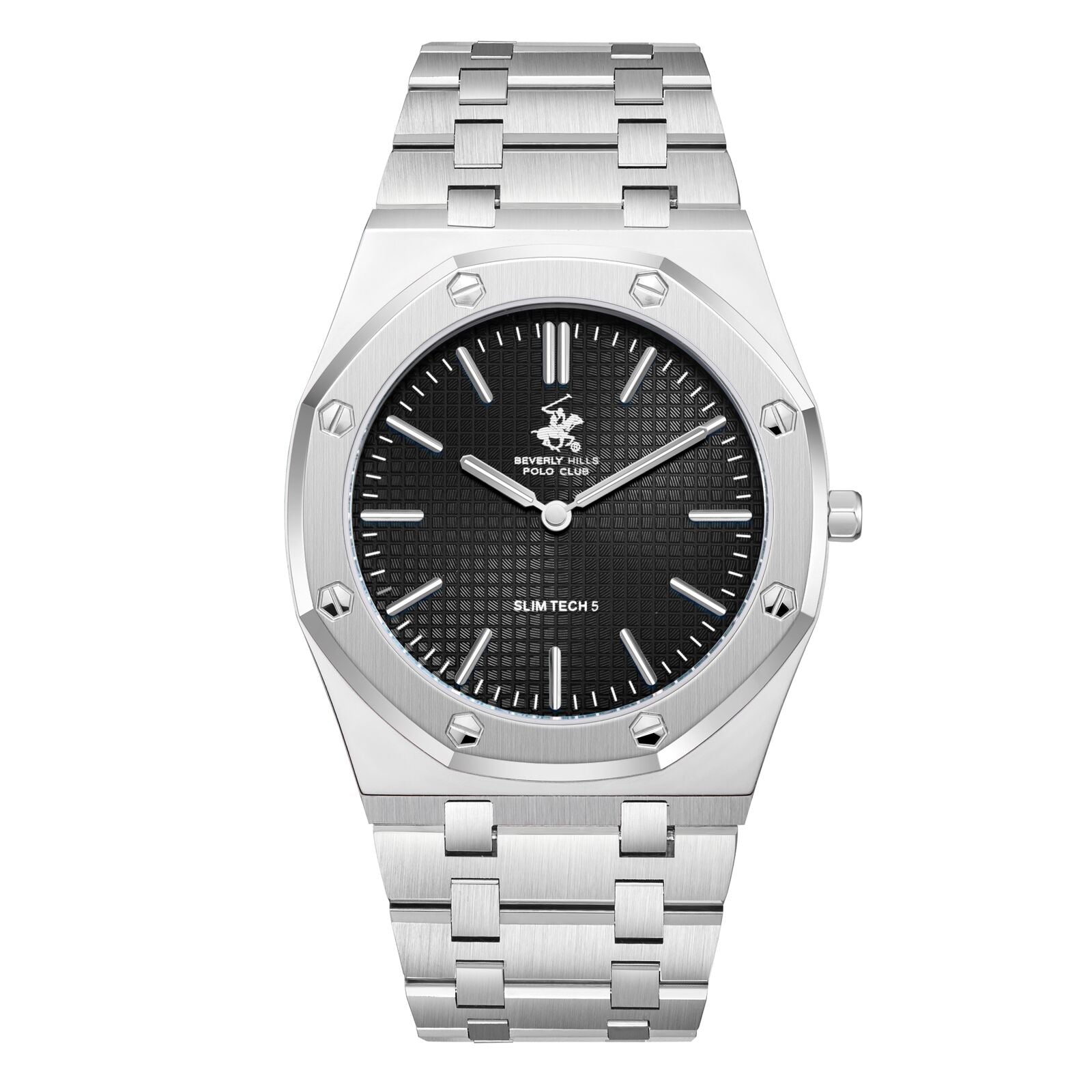 Beverly Hills Polo Club Slim Tech 5 Black Dial Silver Watch - BP3825X.360