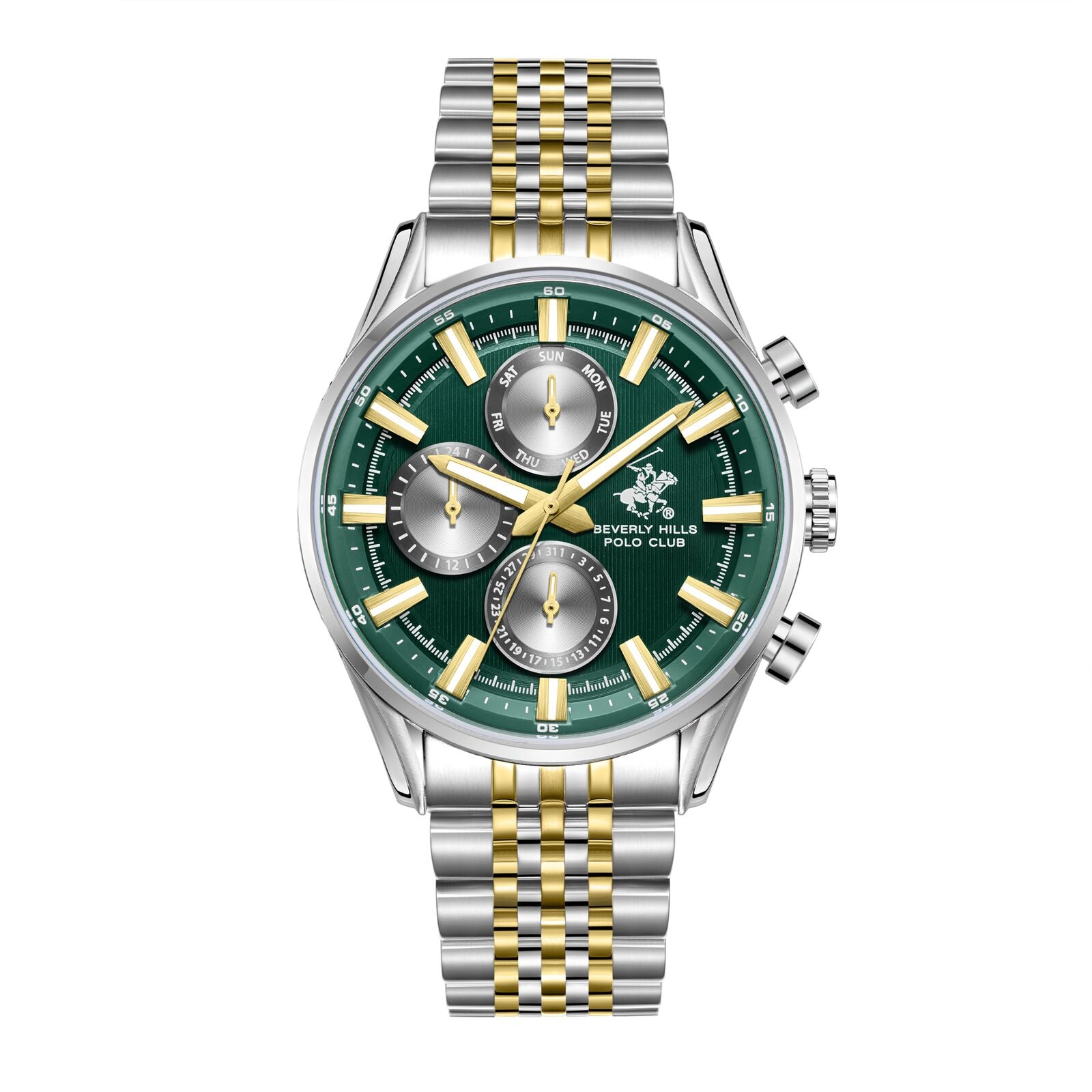Beverly Hills Polo Club Multifunction Green Dial Two-Tone Watch - BP3823X.270