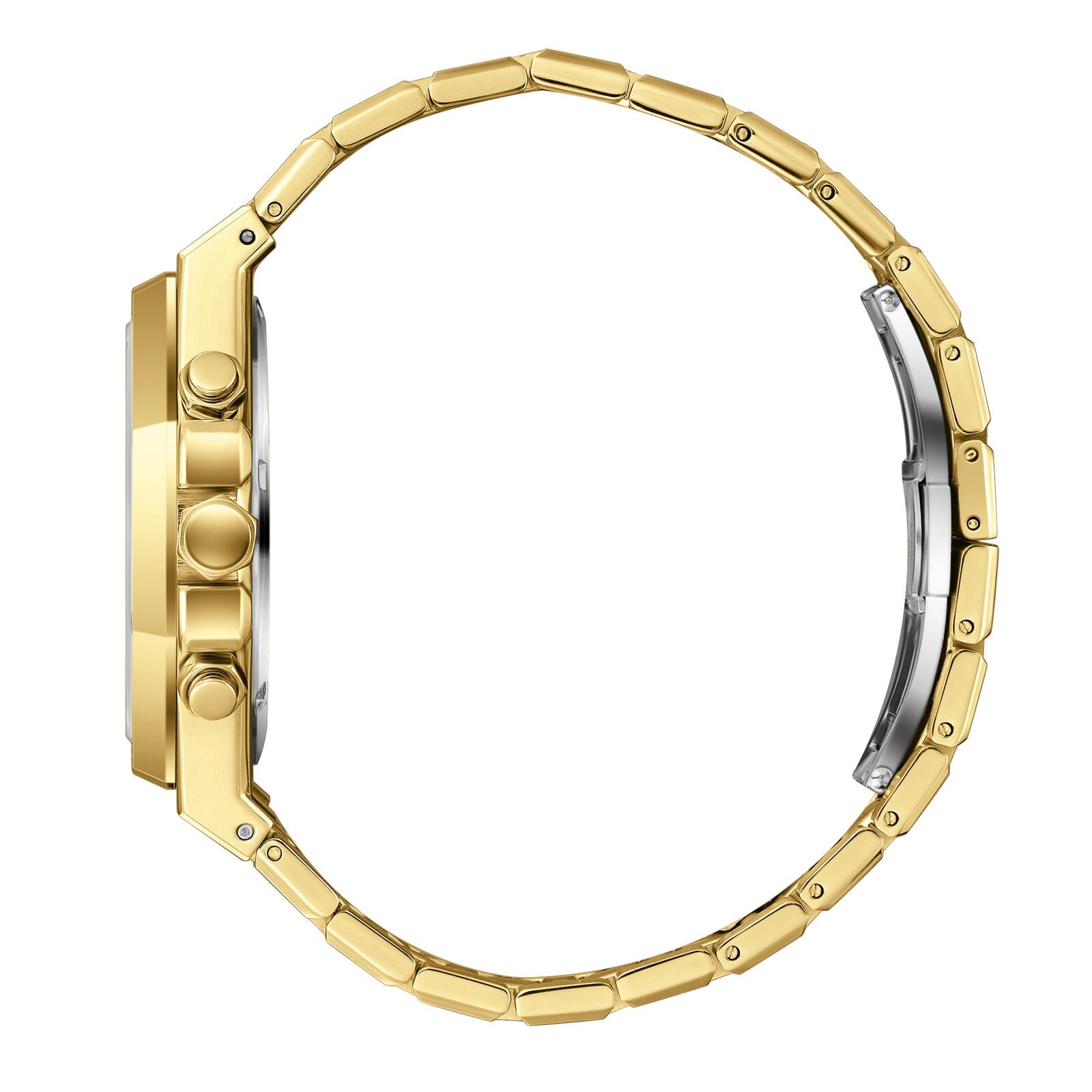 All-gold bracelet with polished and brushed links and integrated clasp