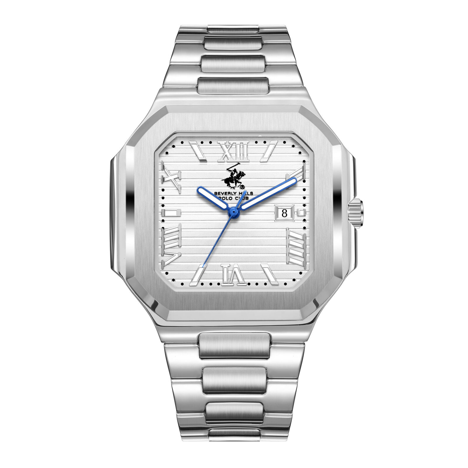 Beverly Hills Polo Club Blue Steel Silver Date Watch - BP3845X.330