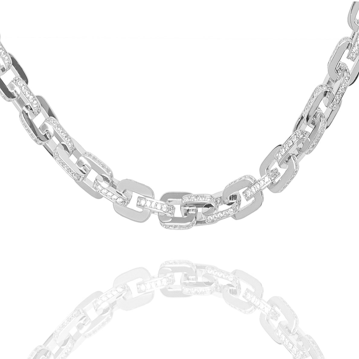 Big Daddy 10MM Anchor Mariner Bullet Diamond & Silver Link Chain - Chain