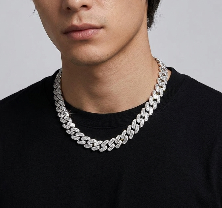 Big Daddy 10MM Baguette Iced Out Silver Cuban Chain