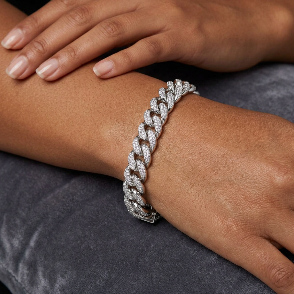 Big Daddy 10MM Iced Out Miami Cuban Link Silver Bracelet