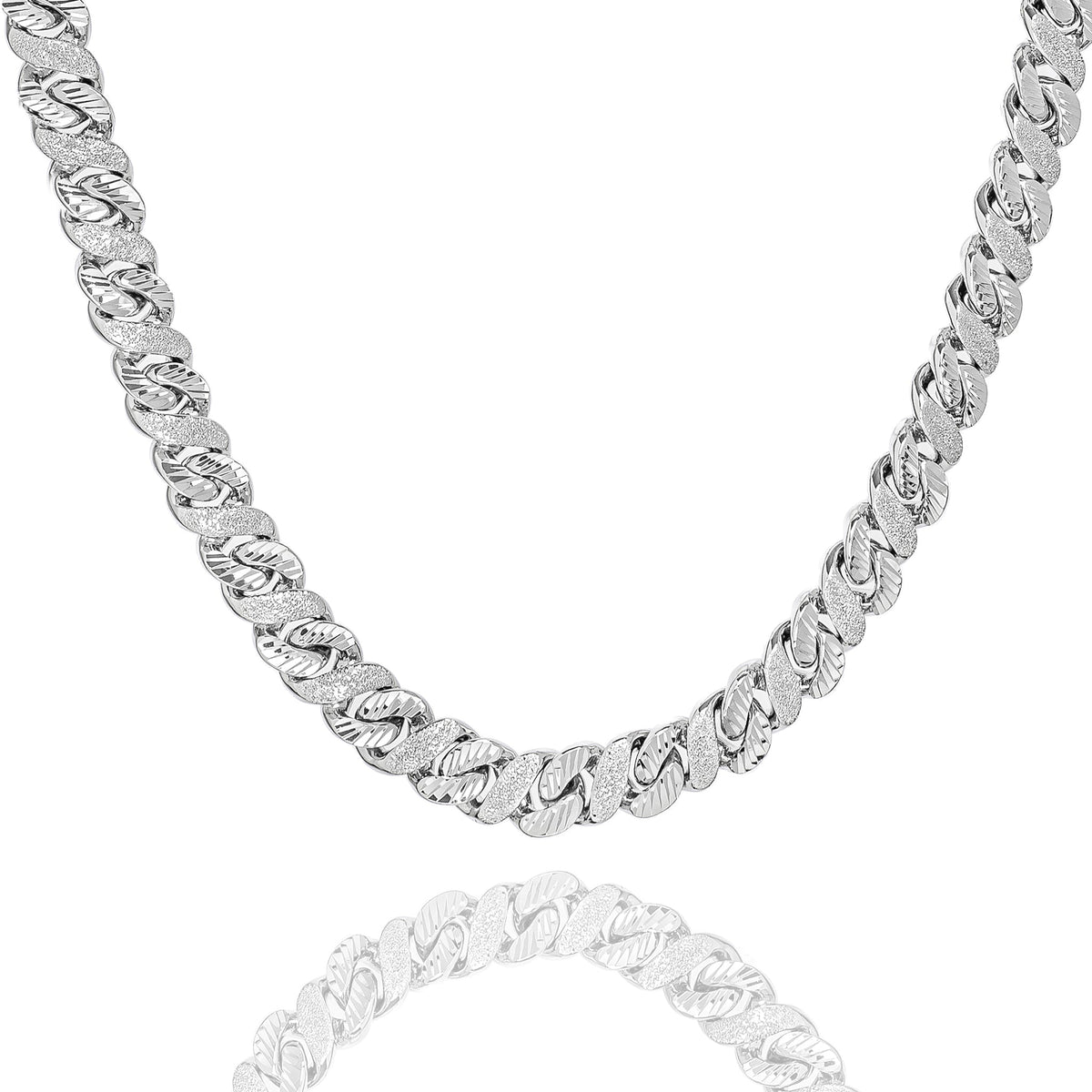 10MM Big Daddy sandblast CZ and steel iced out chain necklace