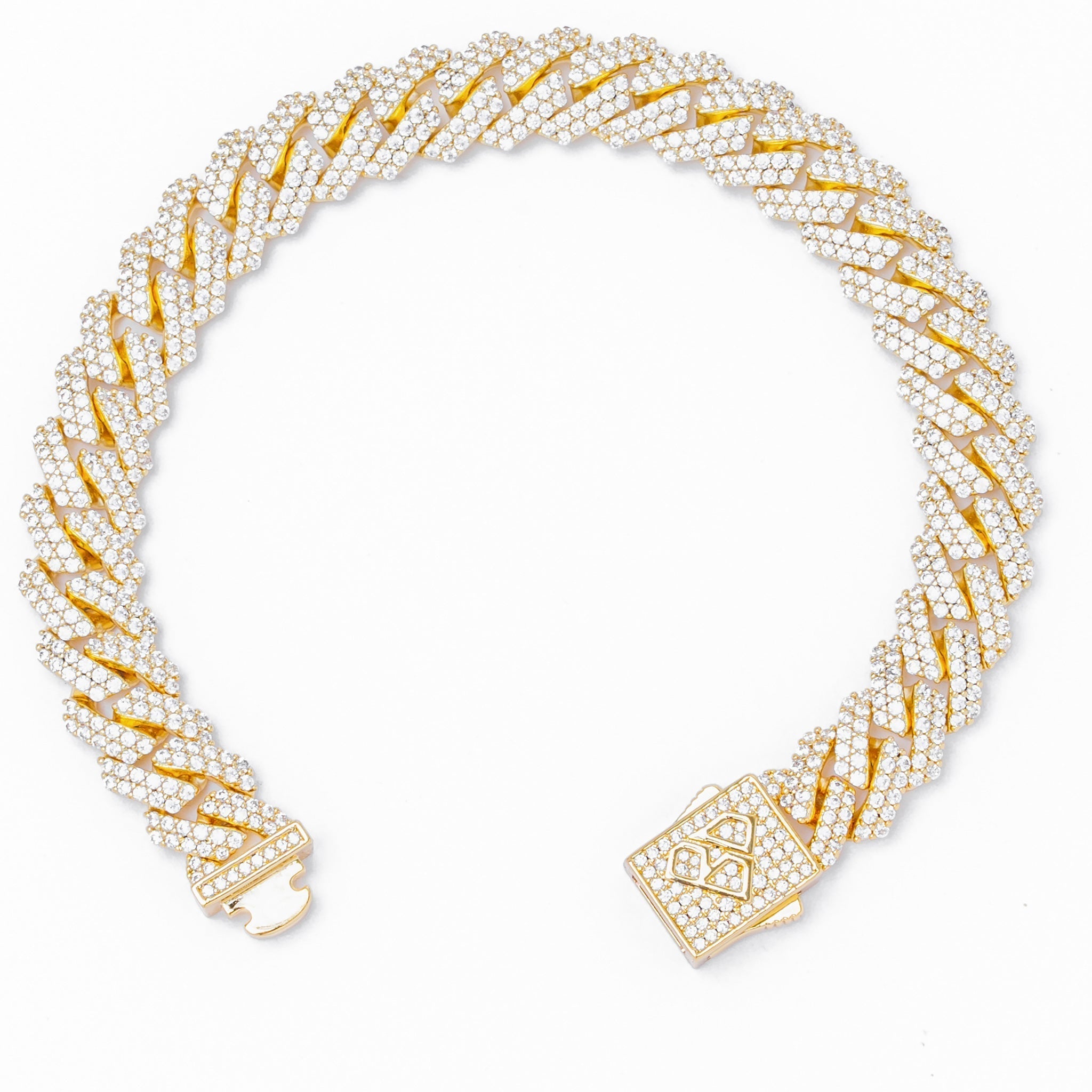 Big Daddy 10MM Straight Edge Cuban Diamond Gold Iced Out Bracelet