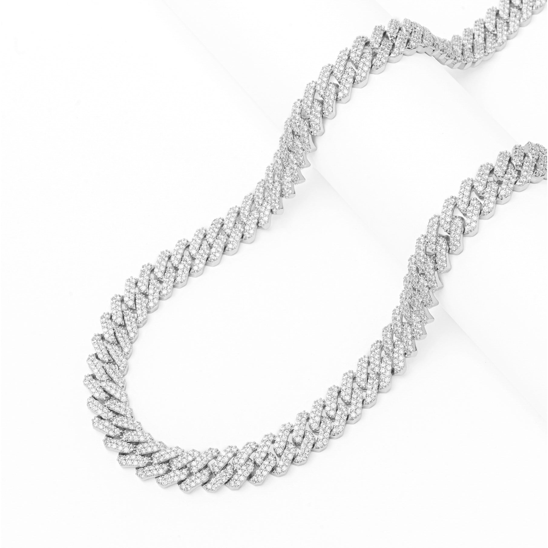 12MM iced out Cuban chain showing full length and link structure