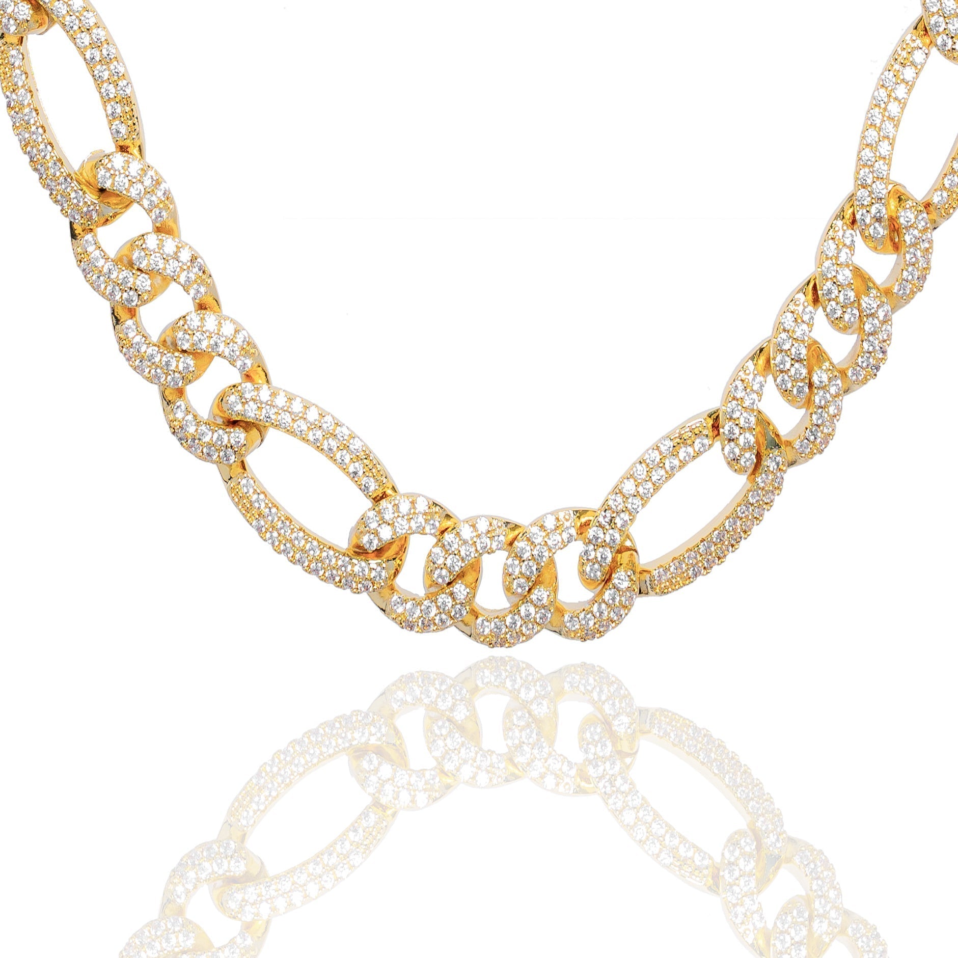 Big Daddy 12MM Iced Out Figaro Gold Chain - Chain