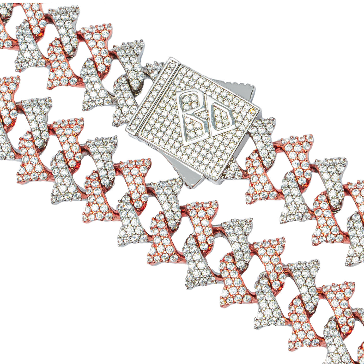 Big Daddy 18MM Solid Two-Tone Spiked Iced Out Diamond Chain
