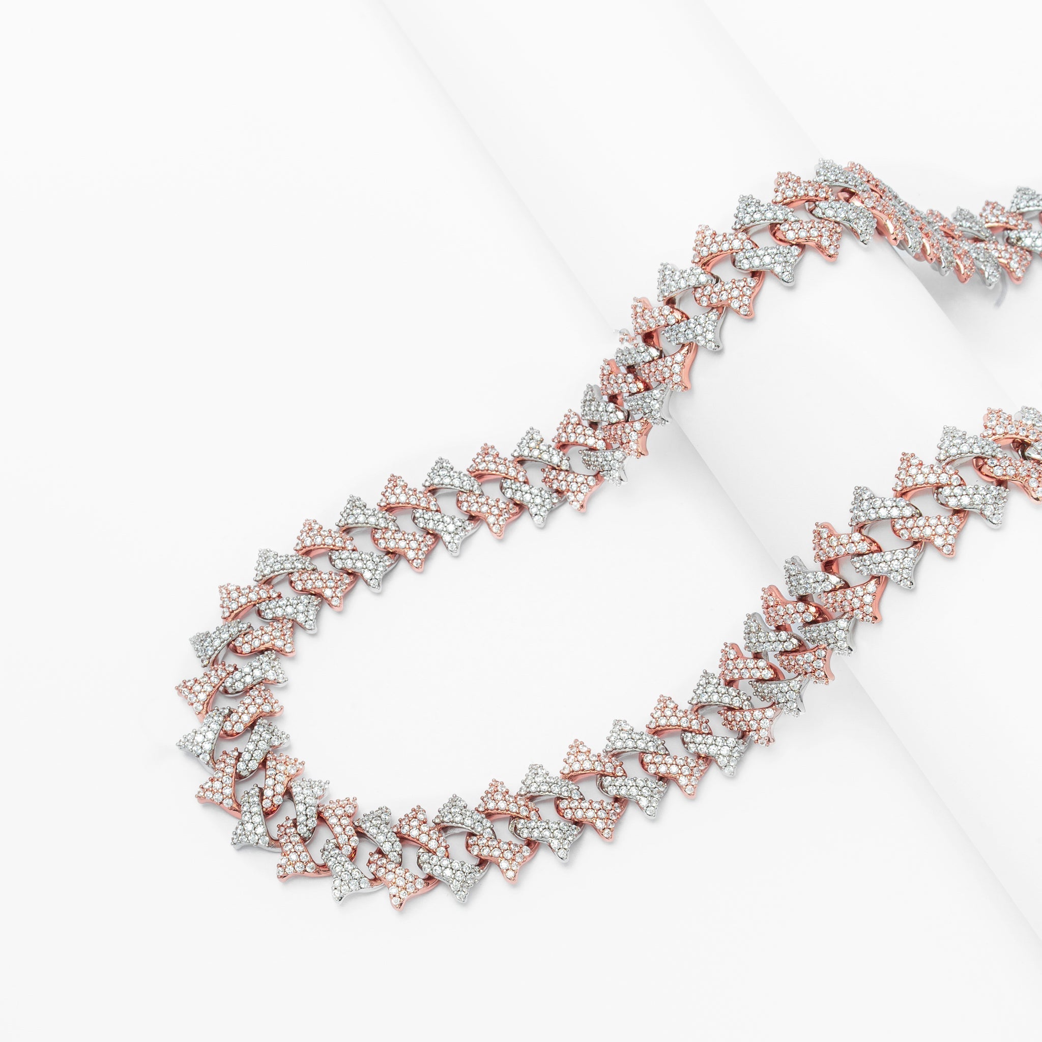 Big Daddy 18MM Solid Two-Tone Spiked Iced Out Diamond Chain