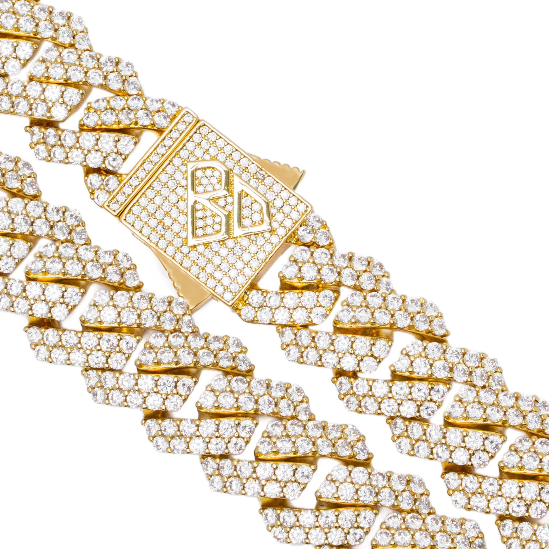 Big Daddy 19MM Straight Edge Cuban Diamond Gold Iced Out Chain